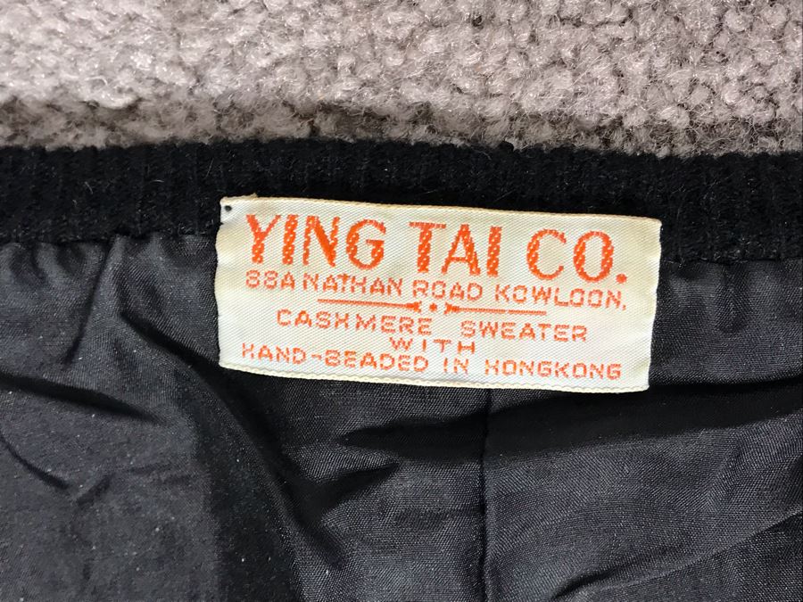 Vintage Ying Tai Co Cashmere Sweater With Beads Hand-Beaded In Hong Kong Size S (JUST ADDED) [Photo 8]