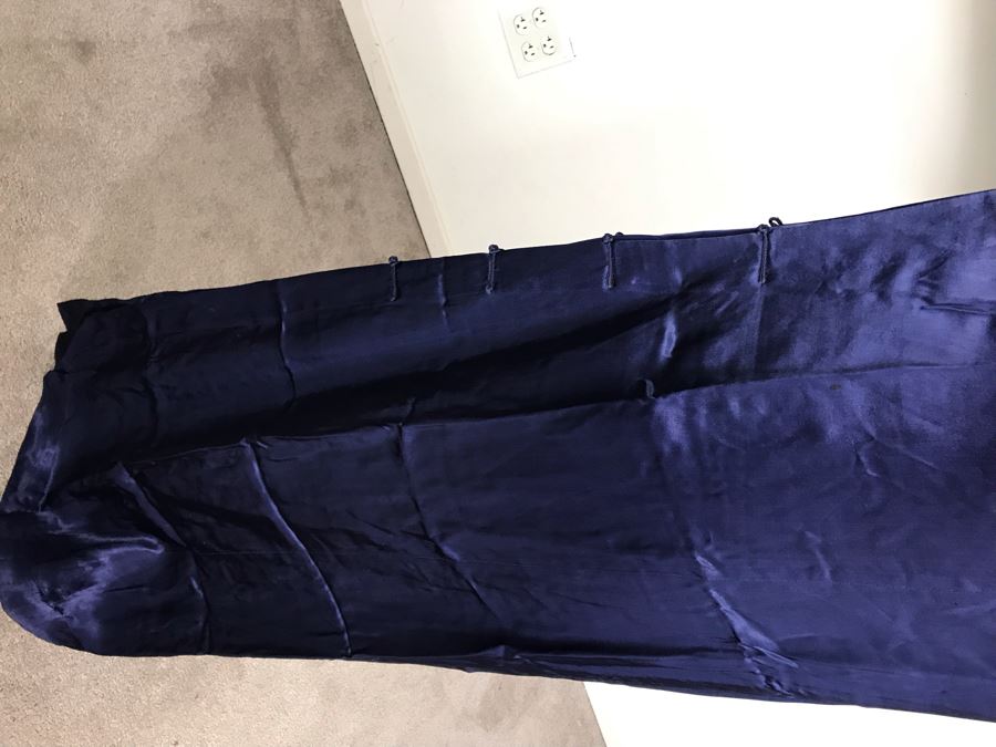 Vintage Navy Blue Silk Kimono Robe Buttons On Side (JUST ADDED) [Photo 7]