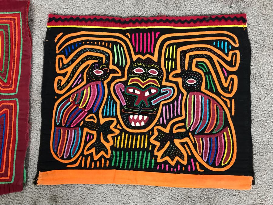 Set Of (4) Vintage Handmade Mola Panama Folk Art Animal Embroideries (Largest Is 18 X 15) (JUST ADDED) [Photo 6]