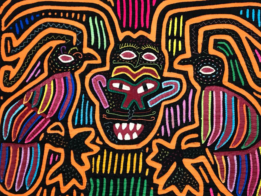 Set Of (4) Vintage Handmade Mola Panama Folk Art Animal Embroideries (Largest Is 18 X 15) (JUST ADDED) [Photo 7]