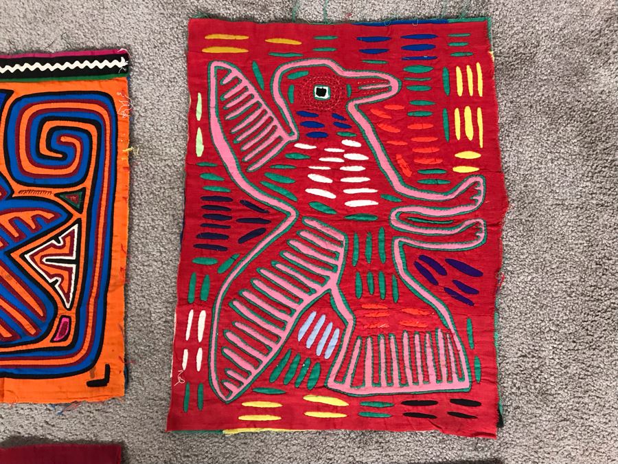 Set Of (4) Vintage Handmade Mola Panama Folk Art Animal Embroideries (Largest Is 18 X 15) (JUST ADDED) [Photo 10]
