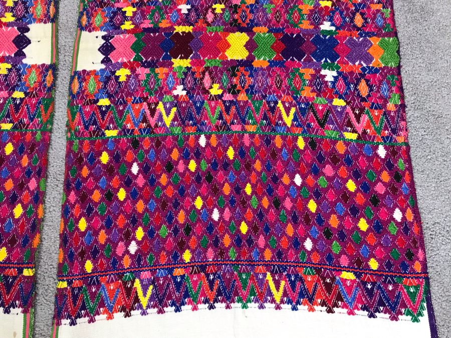 Pair Of Vintage Guatemalan Textiles Embroideries 49 X 19.5 (JUST ADDED) [Photo 3]