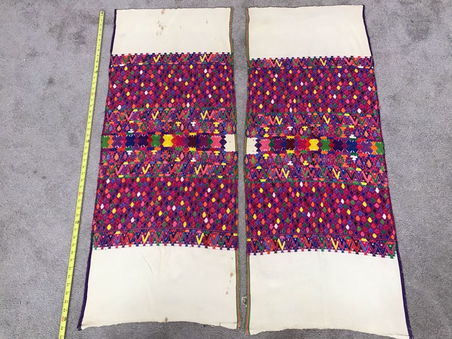 Pair Of Vintage Guatemalan Textiles Embroideries 49 X 19.5 (JUST ADDED) [Photo 1]