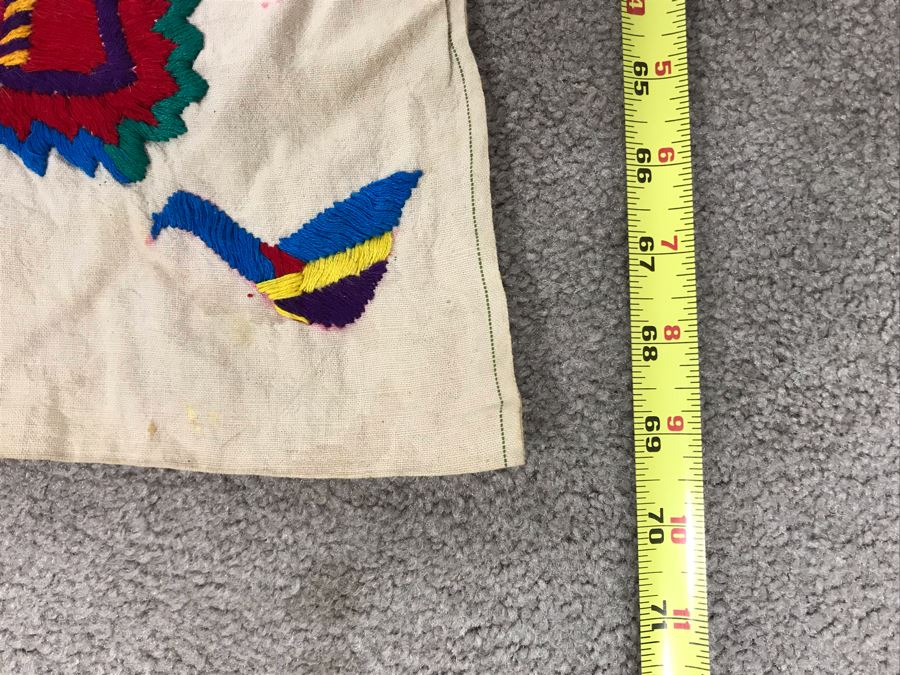 Double-Sided South American Detailed Geometric Hand Embroidered Textile (Photos Shows Front And Back Of Same Textile) 69 X 33 (JUST ADDED) [Photo 8]