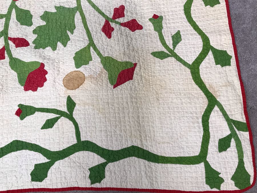 Antique 1888 Signed Handmade Quilt By Edith Dare With Mary Strickler's Quilt Bag Where Quilt Was Purchased 90 X 86 Some Staining (JUST ADDED) [Photo 10]