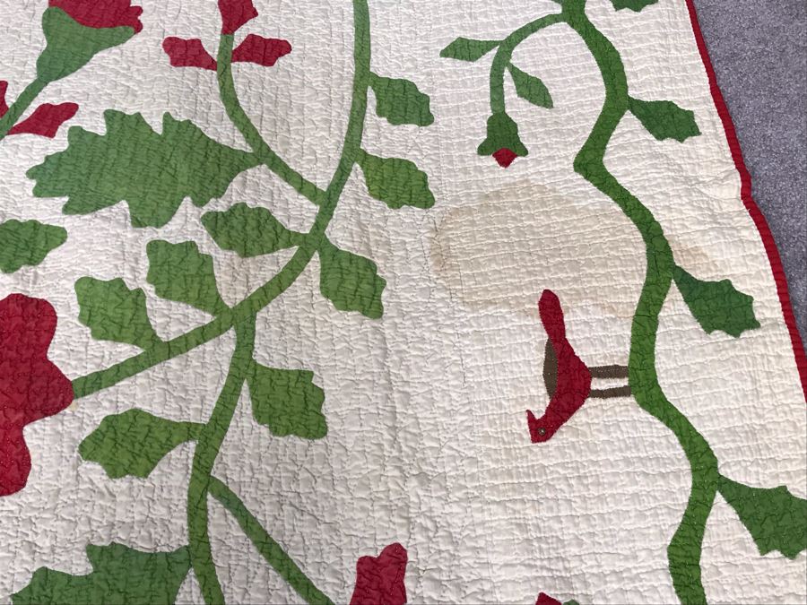 Antique 1888 Signed Handmade Quilt By Edith Dare With Mary Strickler's Quilt Bag Where Quilt Was Purchased 90 X 86 Some Staining (JUST ADDED) [Photo 12]