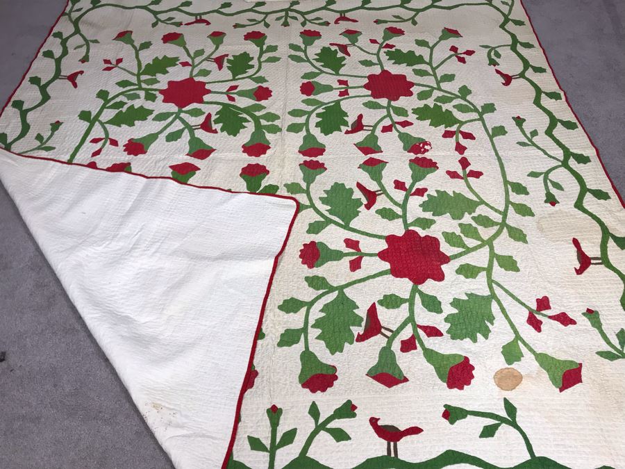 Antique 1888 Signed Handmade Quilt By Edith Dare With Mary Strickler's Quilt Bag Where Quilt Was Purchased 90 X 86 Some Staining (JUST ADDED) [Photo 15]