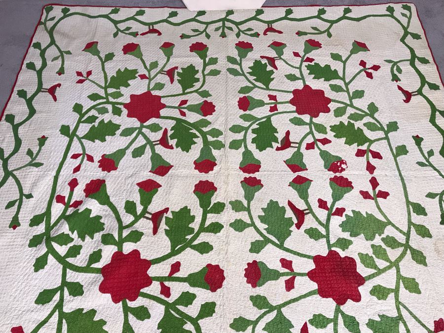 Antique 1888 Signed Handmade Quilt By Edith Dare With Mary Strickler's Quilt Bag Where Quilt Was Purchased 90 X 86 Some Staining (JUST ADDED) [Photo 7]