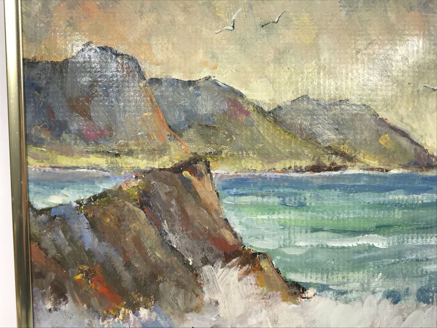 Small Plein Air Painting Of Santa Barbara Coastline W. M. Brady 1985 8.25 X 8.25 (JUST ADDED) [Photo 4]