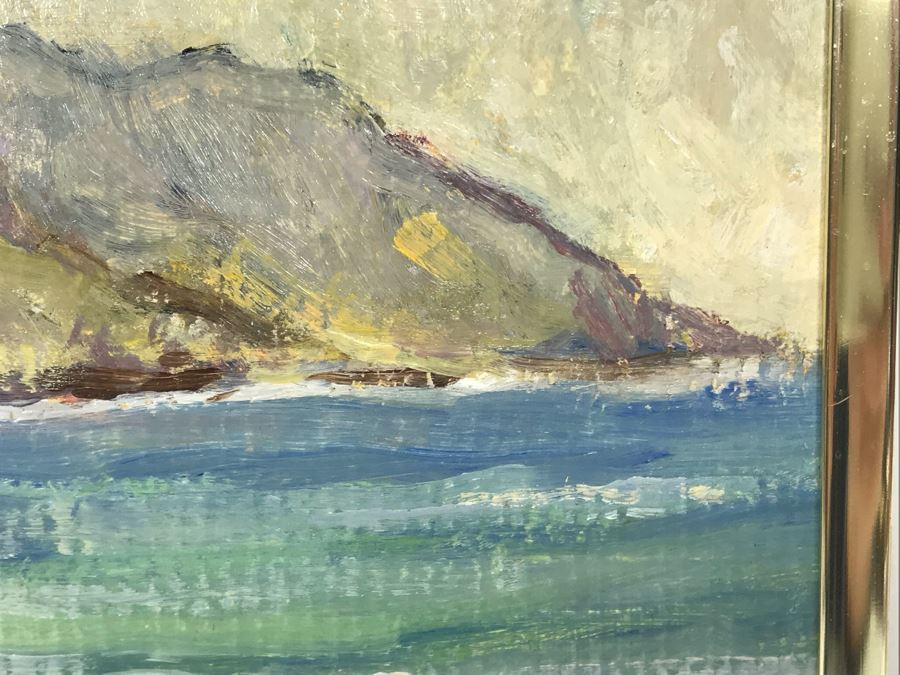 Small Plein Air Painting Of Santa Barbara Coastline W. M. Brady 1985 8.25 X 8.25 (JUST ADDED) [Photo 7]