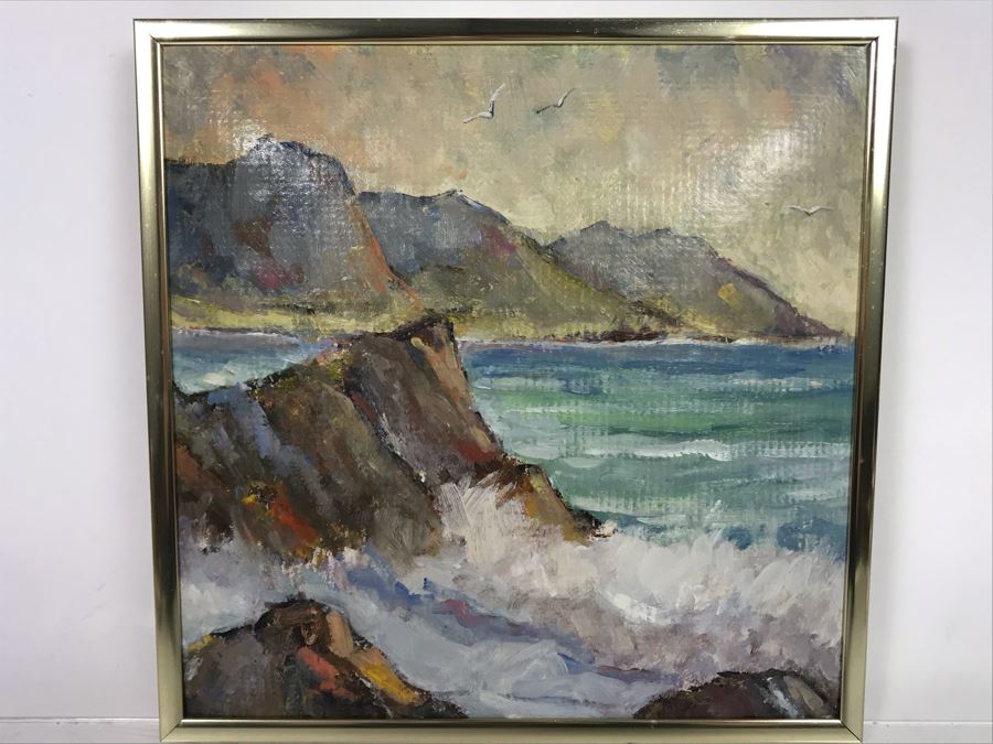Small Plein Air Painting Of Santa Barbara Coastline W. M. Brady 1985 8.25 X 8.25 (JUST ADDED) [Photo 2]