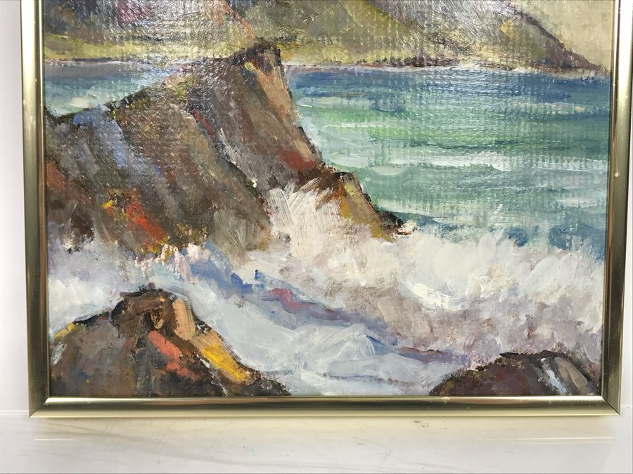 Small Plein Air Painting Of Santa Barbara Coastline W. M. Brady 1985 8.25 X 8.25 (JUST ADDED) [Photo 3]