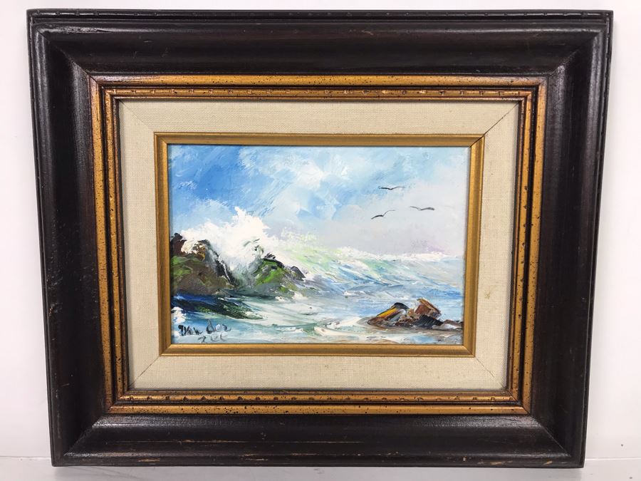 Alida Van Gores Original Oil Painting Seascape Ocean Waves Laguna Beach CA Artist 7 X 5 (JUST ADDED) [Photo 2]
