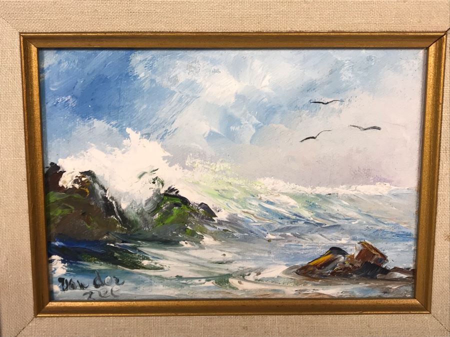Alida Van Gores Original Oil Painting Seascape Ocean Waves Laguna Beach CA Artist 7 X 5 (JUST ADDED) [Photo 4]