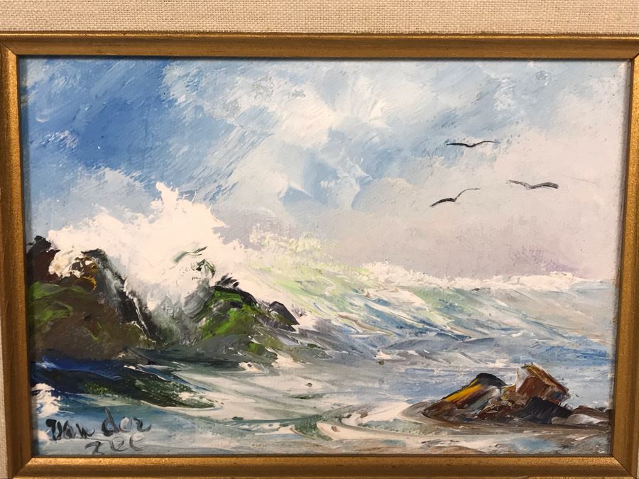 Alida Van Gores Original Oil Painting Seascape Ocean Waves Laguna Beach CA Artist 7 X 5 (JUST ADDED) [Photo 1]