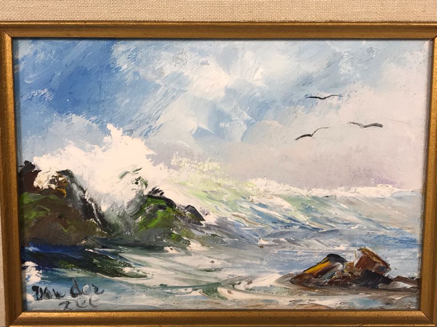 Alida Van Gores Original Oil Painting Seascape Ocean Waves Laguna Beach CA Artist 7 X 5 (JUST ADDED) [Photo 5]