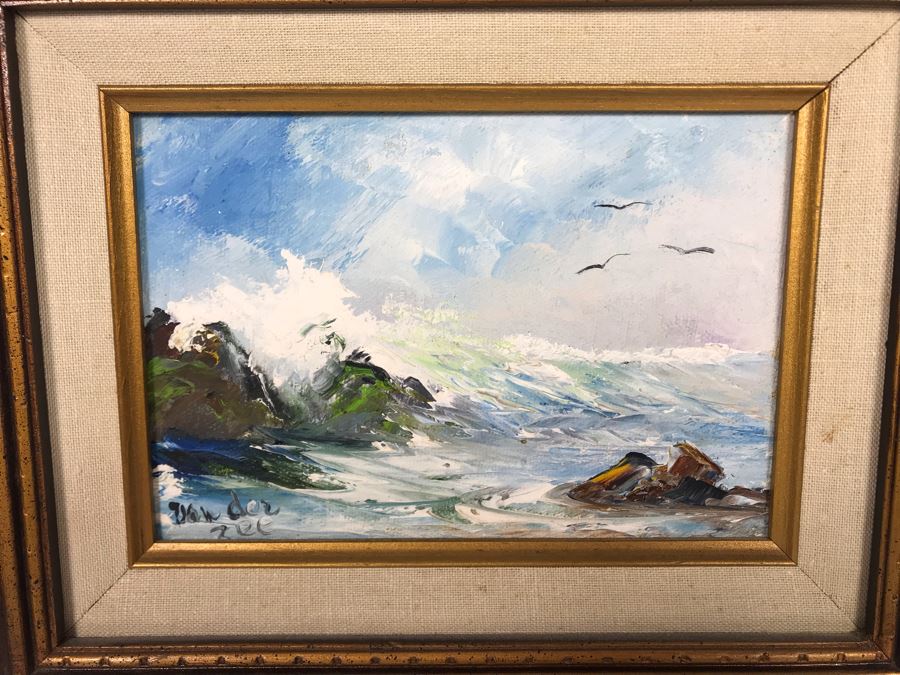 Alida Van Gores Original Oil Painting Seascape Ocean Waves Laguna Beach CA Artist 7 X 5 (JUST ADDED) [Photo 3]