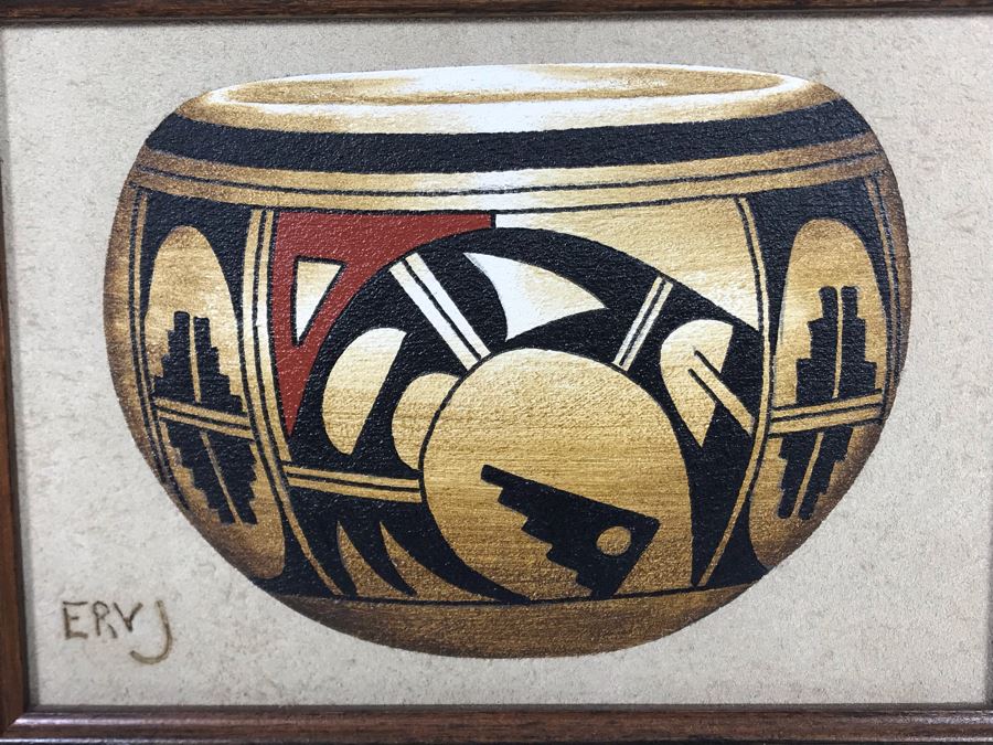 Erv Johnson Original Painting Hopi Native American Pottery From Albuquerque NM 7 X 5 (JUST ADDED) [Photo 4]