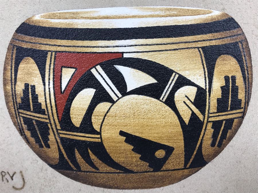 Erv Johnson Original Painting Hopi Native American Pottery From Albuquerque NM 7 X 5 (JUST ADDED) [Photo 5]