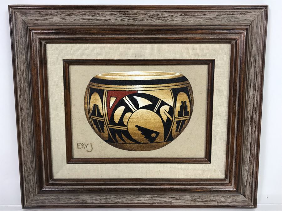 Erv Johnson Original Painting Hopi Native American Pottery From Albuquerque NM 7 X 5 (JUST ADDED) [Photo 2]