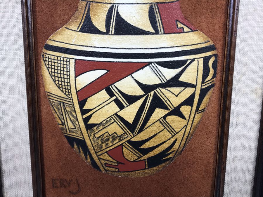 Erv Johnson Original Painting Hopi Native American Pottery From Albuquerque NM 5 X 7 (JUST ADDED) [Photo 5]