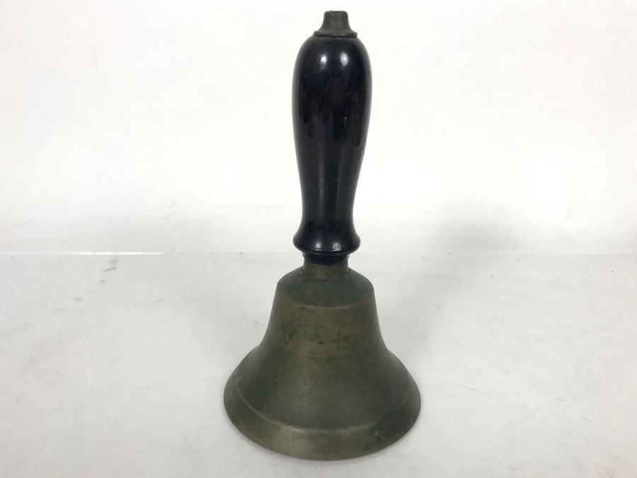 Old Brass Hand School Bell 3.25R X 5.5H (JUST ADDED) [Photo 1]