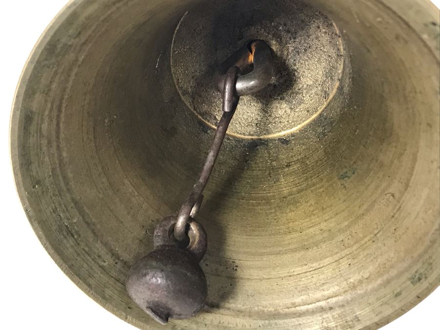 Old Brass Hand School Bell 3.25R X 5.5H (JUST ADDED) [Photo 6]