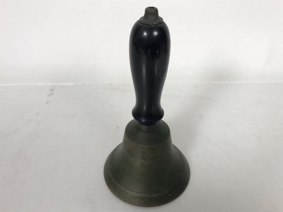Old Brass Hand School Bell 3.25R X 5.5H (JUST ADDED) [Photo 2]