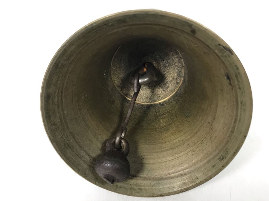 Old Brass Hand School Bell 3.25R X 5.5H (JUST ADDED) [Photo 5]