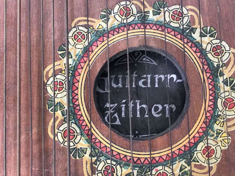 Old German Guitarr-Zither With Zither Sheet Music - Working But See Photos For Wood Cracking Due To String Tension (JUST ADDED) [Photo 4]