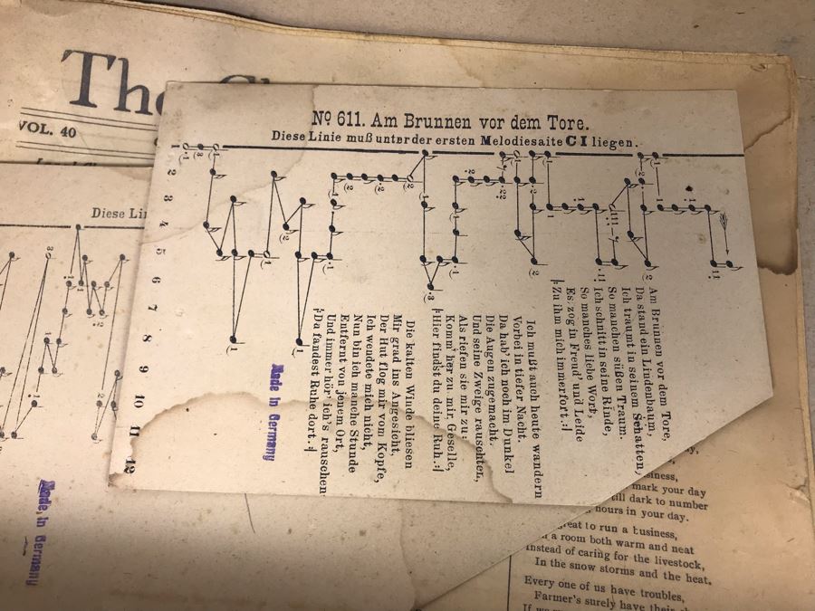 Old German Guitarr-Zither With Zither Sheet Music - Working But See Photos For Wood Cracking Due To String Tension (JUST ADDED) [Photo 11]