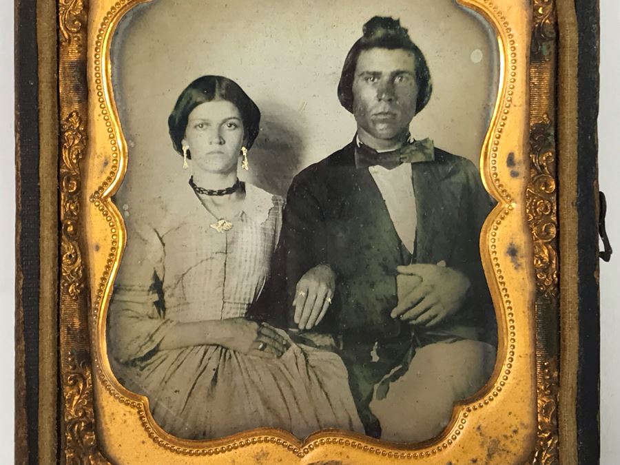 Old Daguerreotype Photograph Of Couple With Half Of Case 3 25 X 3 75 Just Added