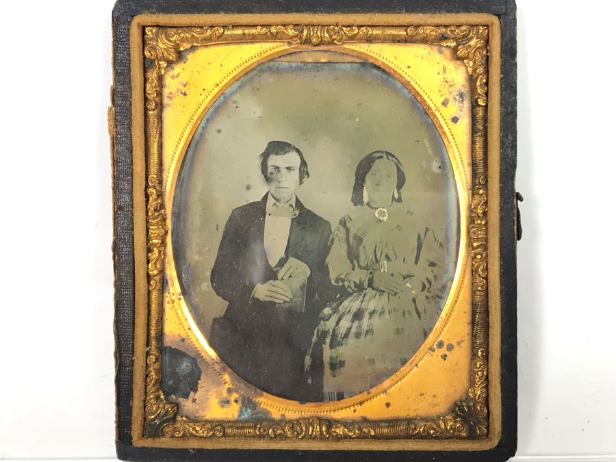 Old Daguerreotype Photograph Of Couple With Half Of Case 3.25 X 3.75 (JUST ADDED) [Photo 1]