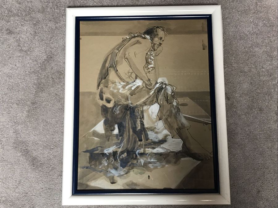 John Lincoln Original Drawing Of Sitting Clown Signed 16.5W X 21.5H (JUST ADDED) [Photo 3]