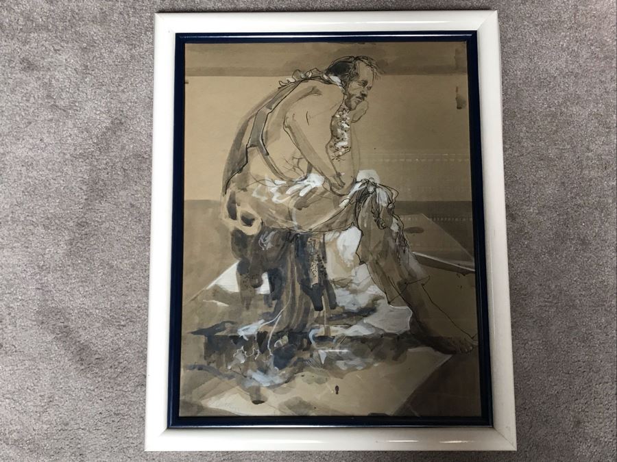 John Lincoln Original Drawing Of Sitting Clown Signed 16.5W X 21.5H (JUST ADDED) [Photo 2]