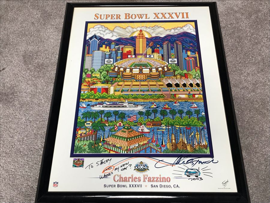 Signed Charles Fazzino Print Super Bowl XXXVII San Diego, CA 2003 19W X 25H (JUST ADDED) [Photo 3]
