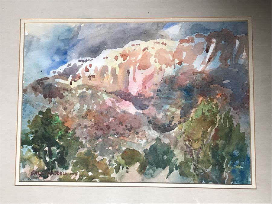 Gale Waddell Original Watercolor Plein Air Painting Titled Warm Light Albuquerque NM Artist 15W X 10.5H