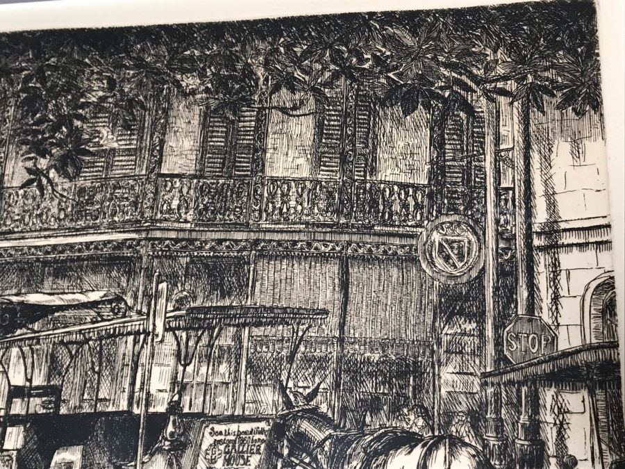 Vintage 1976 Signed Jack R Miller Etching Titled 'St. Louis Street Buggy Stand' 10 Of 200 14.5W X 12.5H (JUST ADDED) [Photo 14]