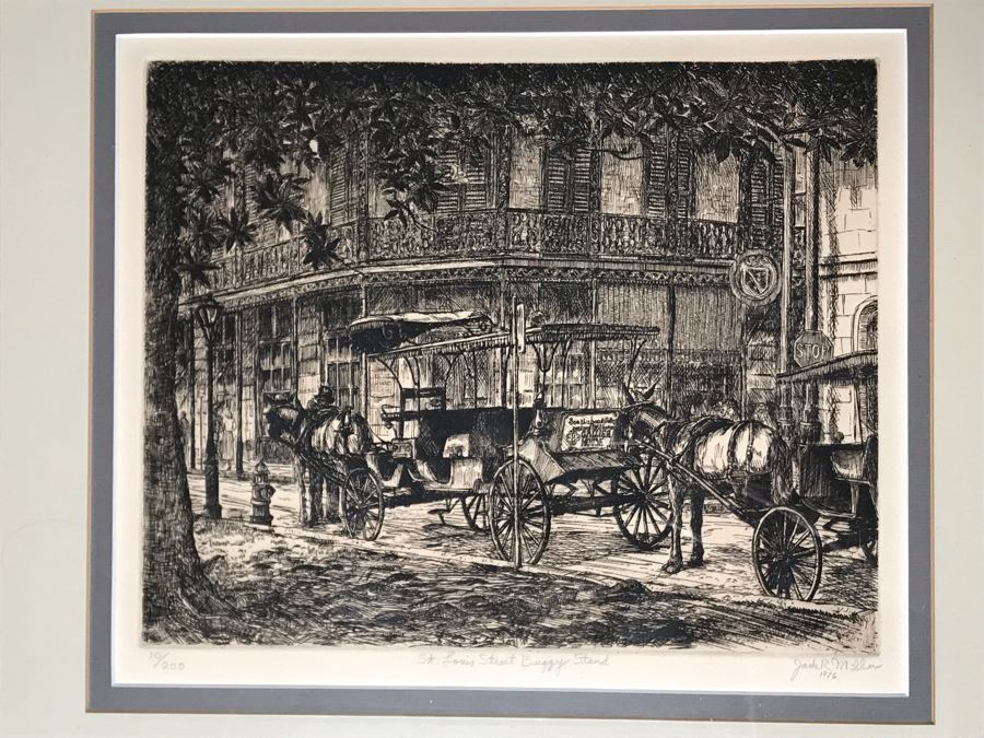 Vintage 1976 Signed Jack R Miller Etching Titled 'St. Louis Street ...