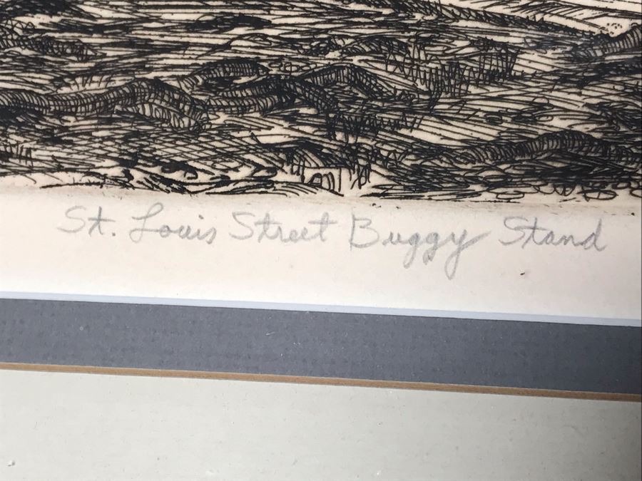 Vintage 1976 Signed Jack R Miller Etching Titled 'St. Louis Street Buggy Stand' 10 Of 200 14.5W X 12.5H (JUST ADDED) [Photo 8]