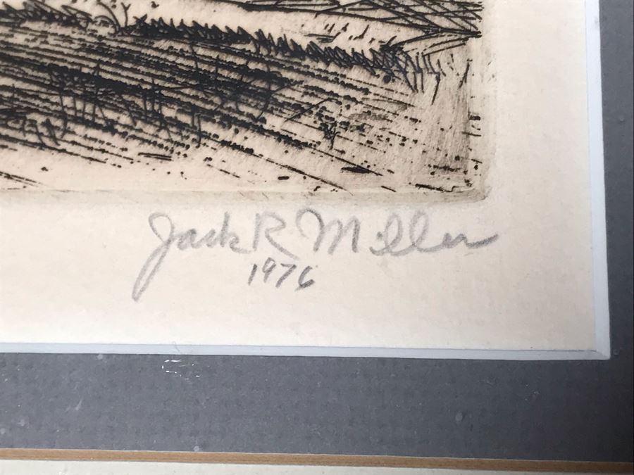 Vintage 1976 Signed Jack R Miller Etching Titled 'St. Louis Street Buggy Stand' 10 Of 200 14.5W X 12.5H (JUST ADDED) [Photo 7]