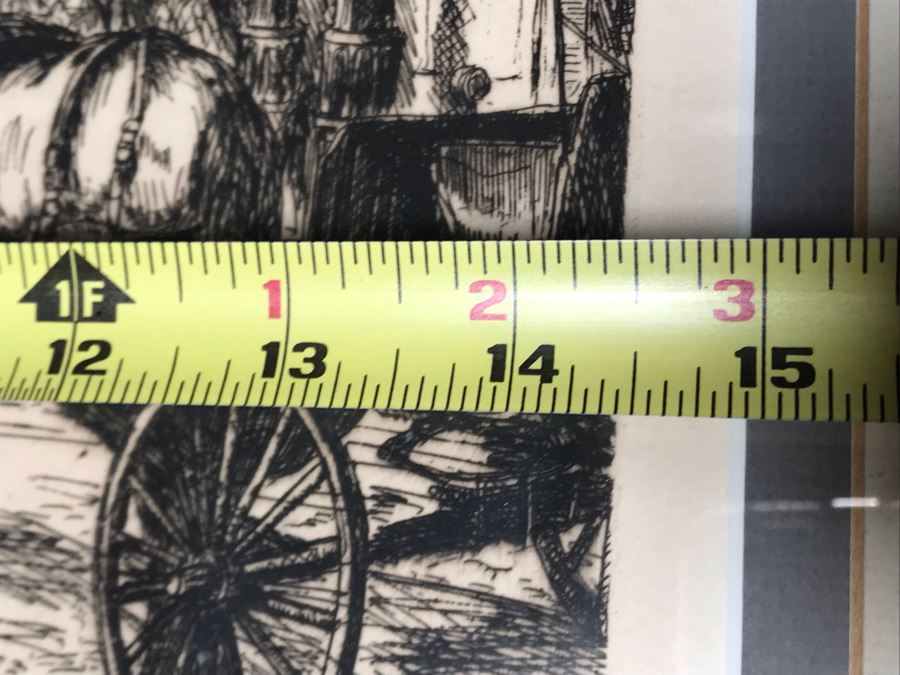 Vintage 1976 Signed Jack R Miller Etching Titled 'St. Louis Street Buggy Stand' 10 Of 200 14.5W X 12.5H (JUST ADDED) [Photo 15]