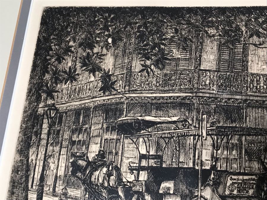 Vintage 1976 Signed Jack R Miller Etching Titled 'St. Louis Street Buggy Stand' 10 Of 200 14.5W X 12.5H (JUST ADDED) [Photo 13]