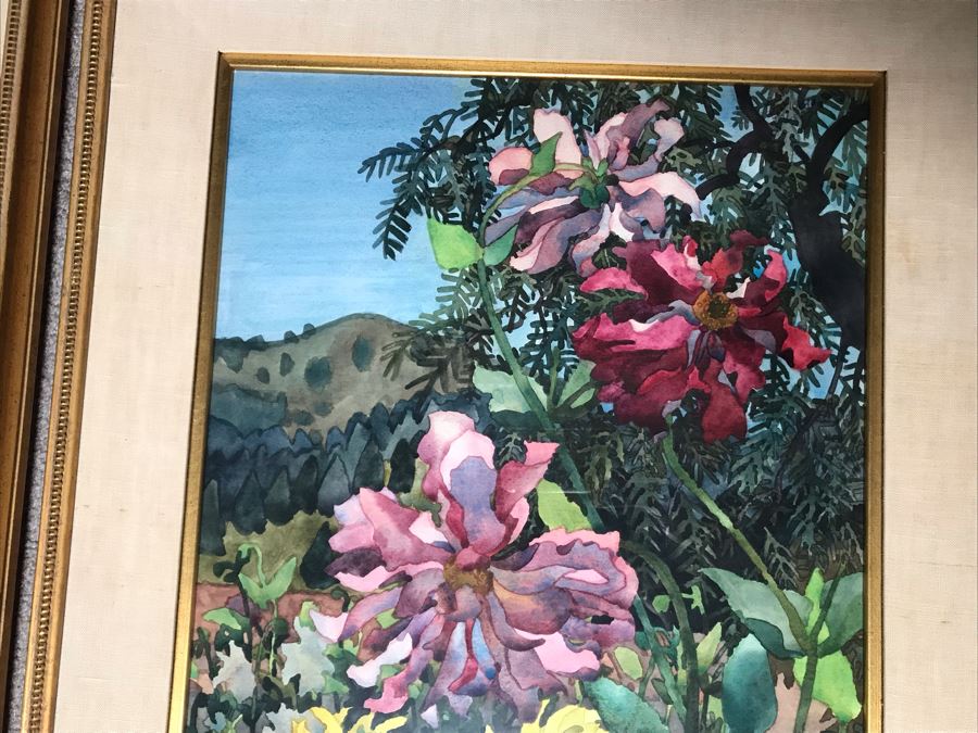 Carolyn Marie Lord Fine Art Pair Of Original Floral Watercolor Paintings Signed From Fireside Gallery Of Carmel, CA 15.5W X 22.5H Each (JUST ADDED) [Photo 8]