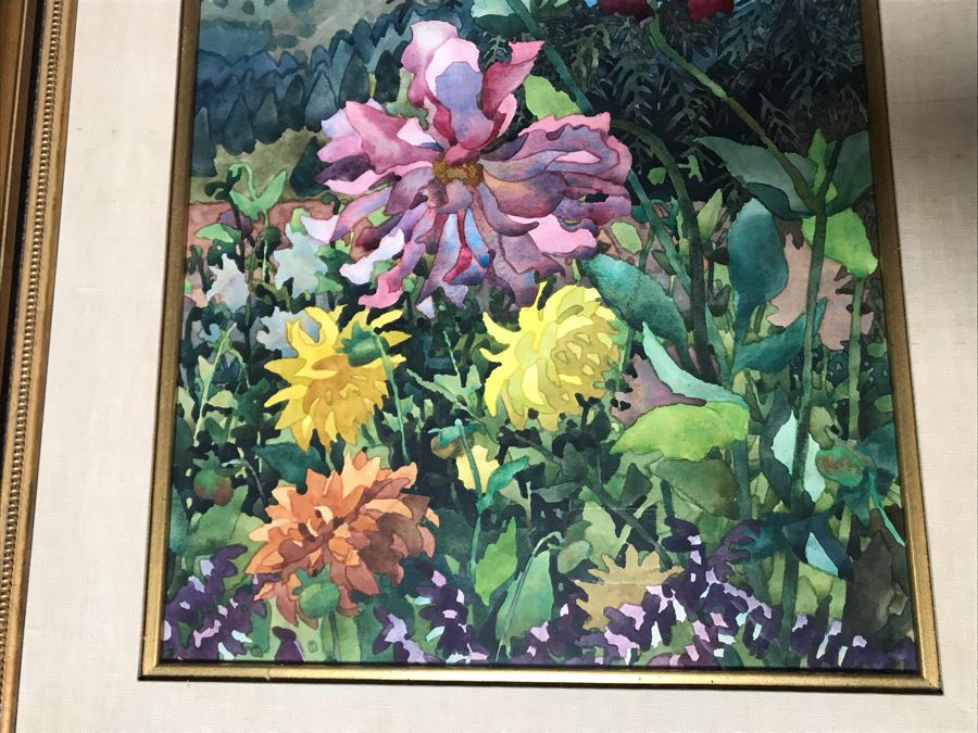 Carolyn Marie Lord Fine Art Pair Of Original Floral Watercolor Paintings Signed From Fireside Gallery Of Carmel, CA 15.5W X 22.5H Each (JUST ADDED) [Photo 10]