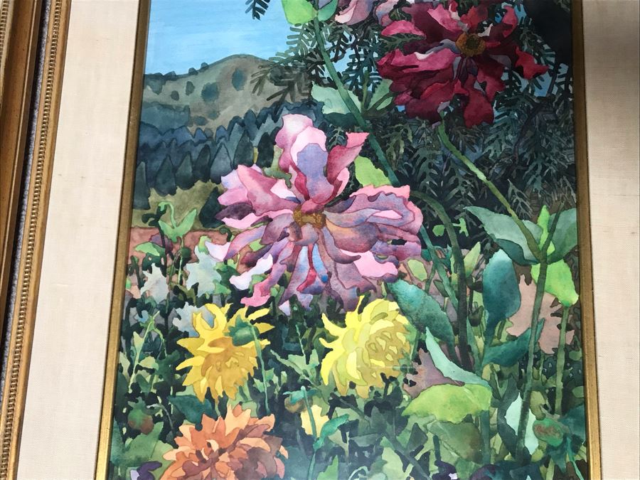 Carolyn Marie Lord Fine Art Pair Of Original Floral Watercolor Paintings Signed From Fireside Gallery Of Carmel, CA 15.5W X 22.5H Each (JUST ADDED) [Photo 9]