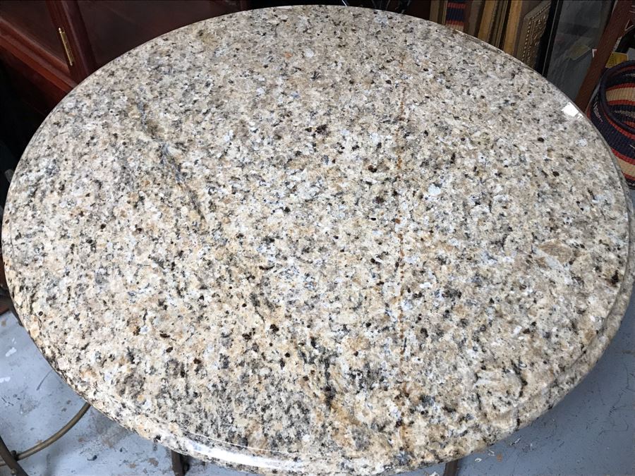 Antique Singer Cast Iron Base Table With Round Marble Top 36R X 29H (JUST ADDED) [Photo 2]