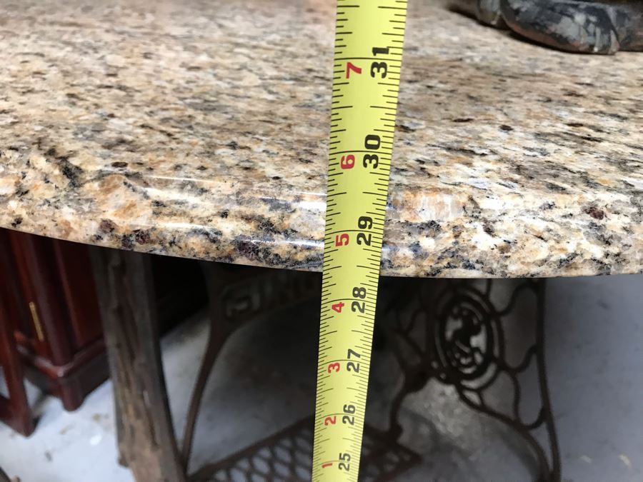 Antique Singer Cast Iron Base Table With Round Marble Top 36R X 29H (JUST ADDED) [Photo 15]