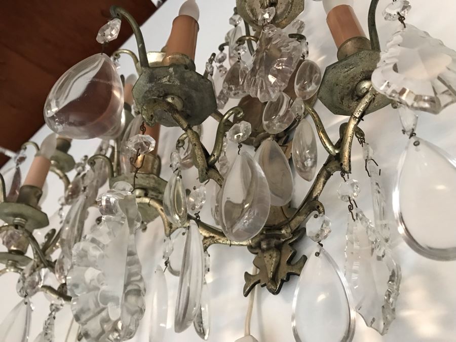 Pair Of Metal Crystal Wall Sconces 5-Lights Each - Plugs Into Outlet 20H X 14W (JUST ADDED) [Photo 11]