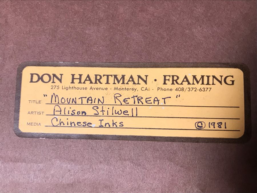 Alison Stilwell Original Chinese Ink Painting Titled 'Mountain Retreat' 1981 9.5 X 10.5 (JUST ADDED) [Photo 12]